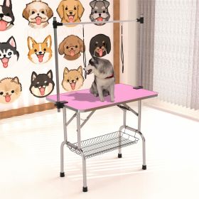 42" Folding Dog Pet Grooming Table Stainless Steel Frame Rubber Mat on Board with Adjustable Arm and Clamps pet dog Cat Grooming Table (PINK COLO 42" Folding Dog Pet Grooming Table Stainless Steel Frame Rubber Mat on Board with Adjustable Arm and Clamps pet dog Cat Grooming Table (PINK COLO